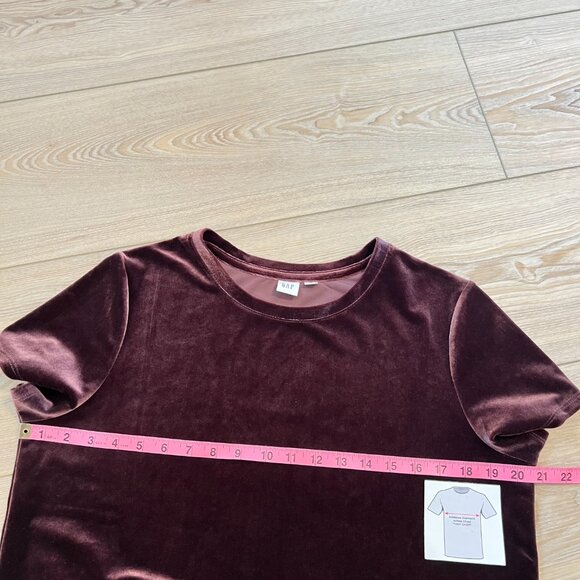 🖤 Gap Maroon Velvet Top - Gothic Glam & Steampunk Style (Size M Tall) - Picture 8 of 9